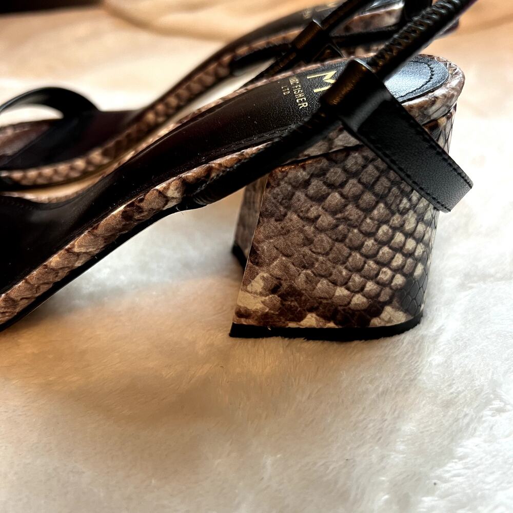 Marc Fisher Snake Skin Low Block Heel Sandal - image 4